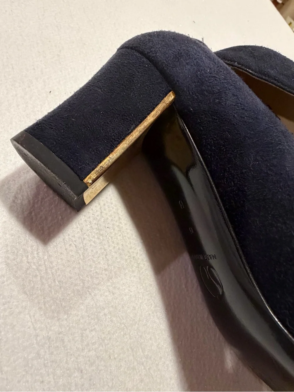 St. John Navy Suede Square-Toe Women's Pumps